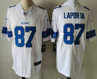 Men%27s Detroit Lions #87 Sam Laporta Limited White 2024 Vapor Stitched Jersey